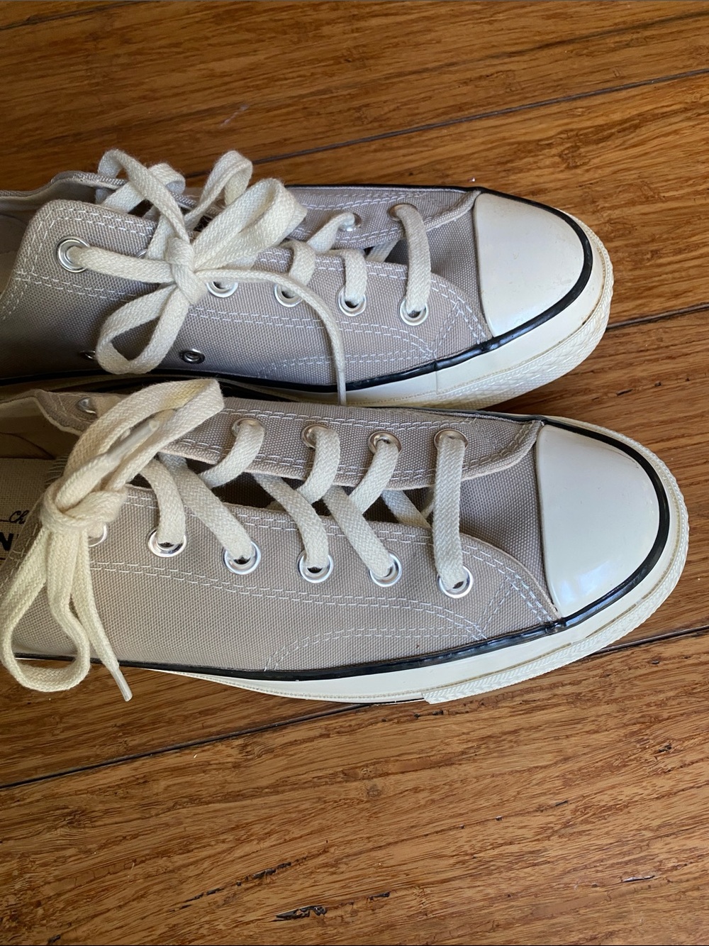 Converse Low Top Canvas Sneakers in Beige and White